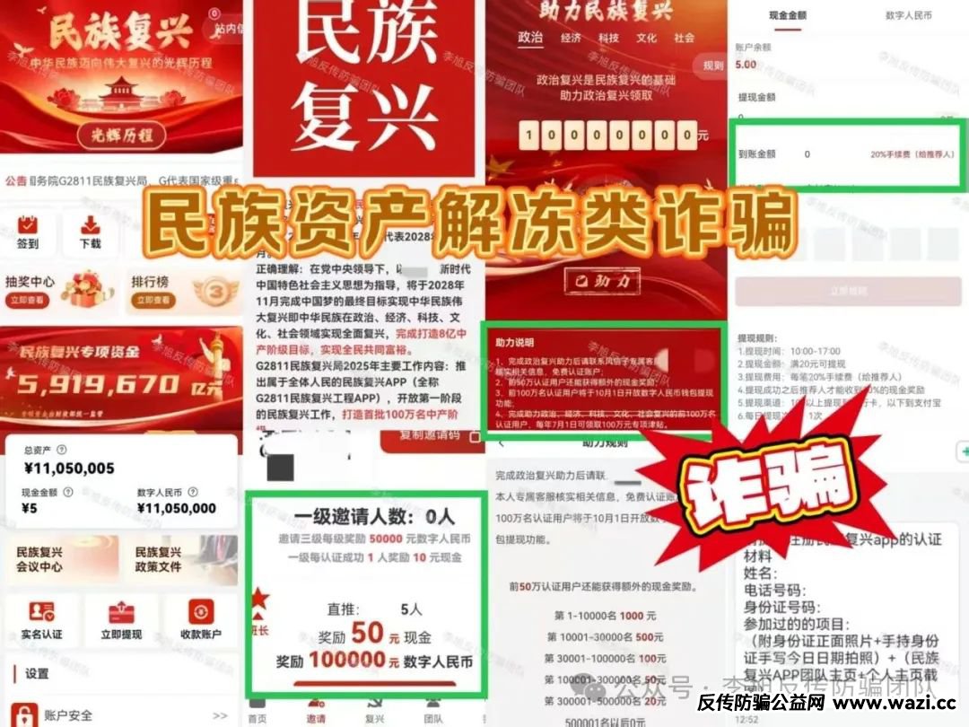 冒充国家机关，以发放【民族复兴】专项资金为由，其实是骗局！