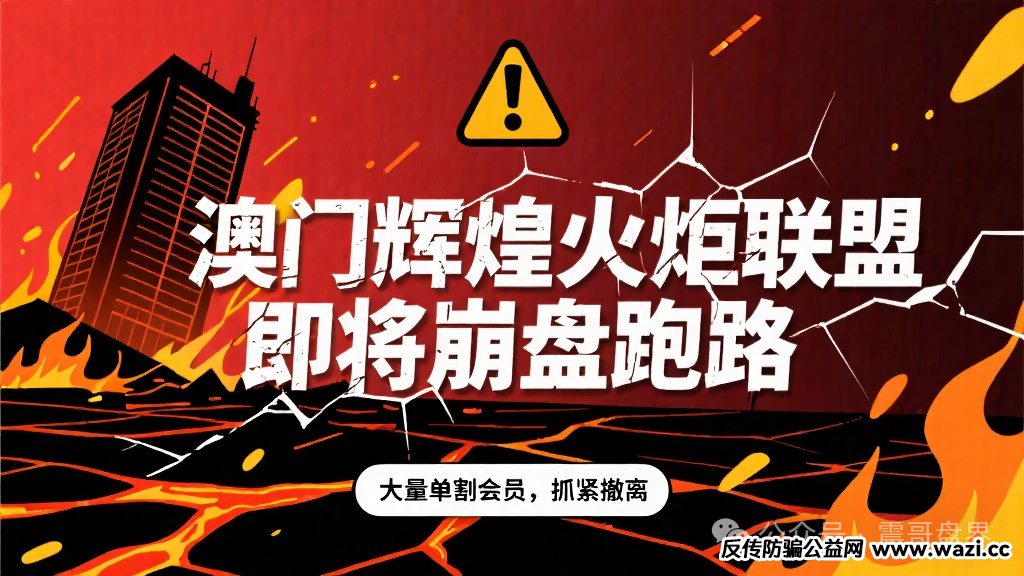 【澳门辉煌火炬联盟】即将崩盘跑路，大量单割会员，抓紧撤离！