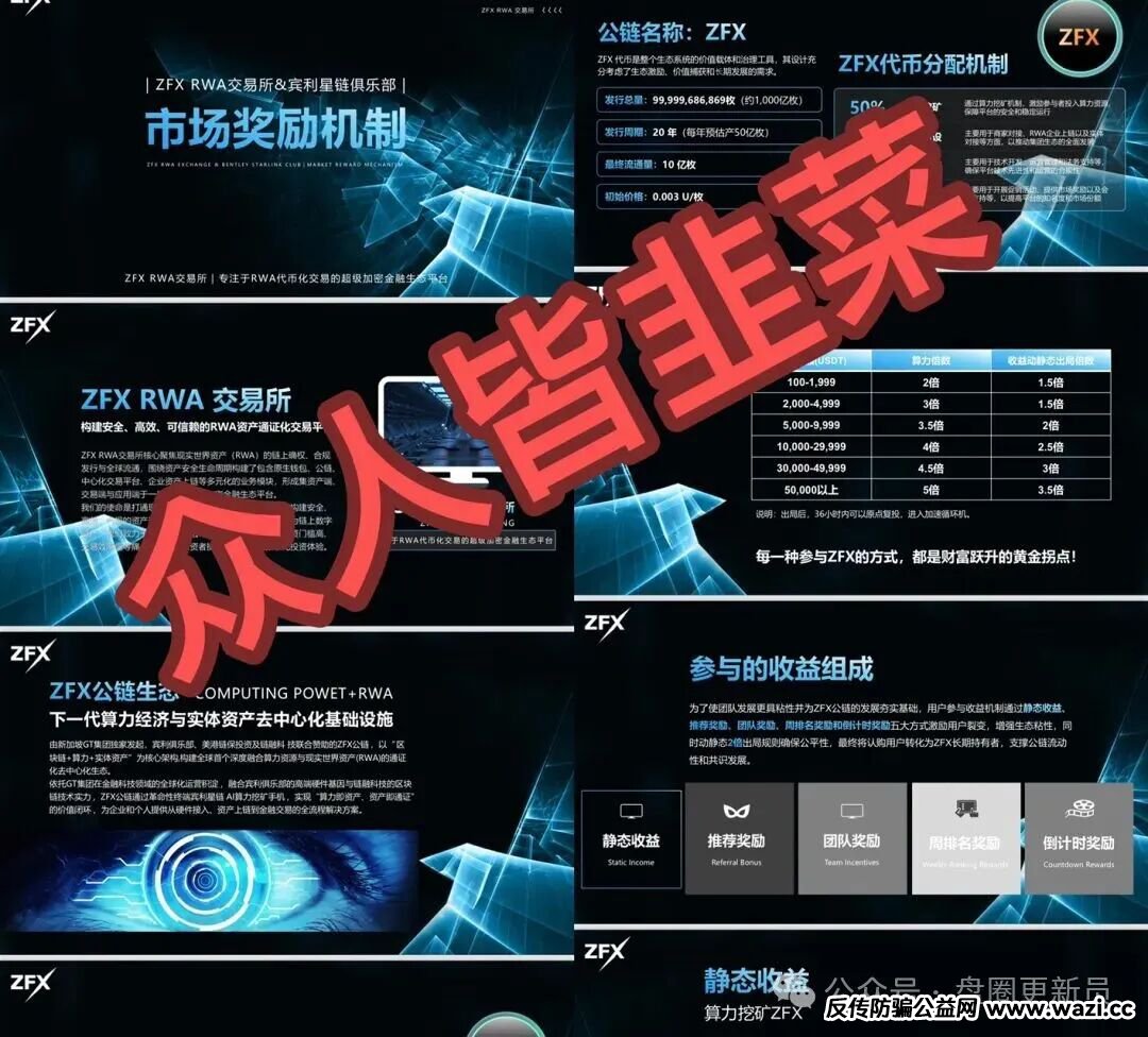 【ZFX RWA】打着虚拟币噱头的诈骗资金盘，噱头吹的蛮厉害的，简单看了一下玩